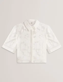 Burnout-Shirt mit Blumenmuster und verkürztem Schnitt