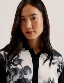 Cardigan mit einfarbigem Print und gewebter Vorderseite