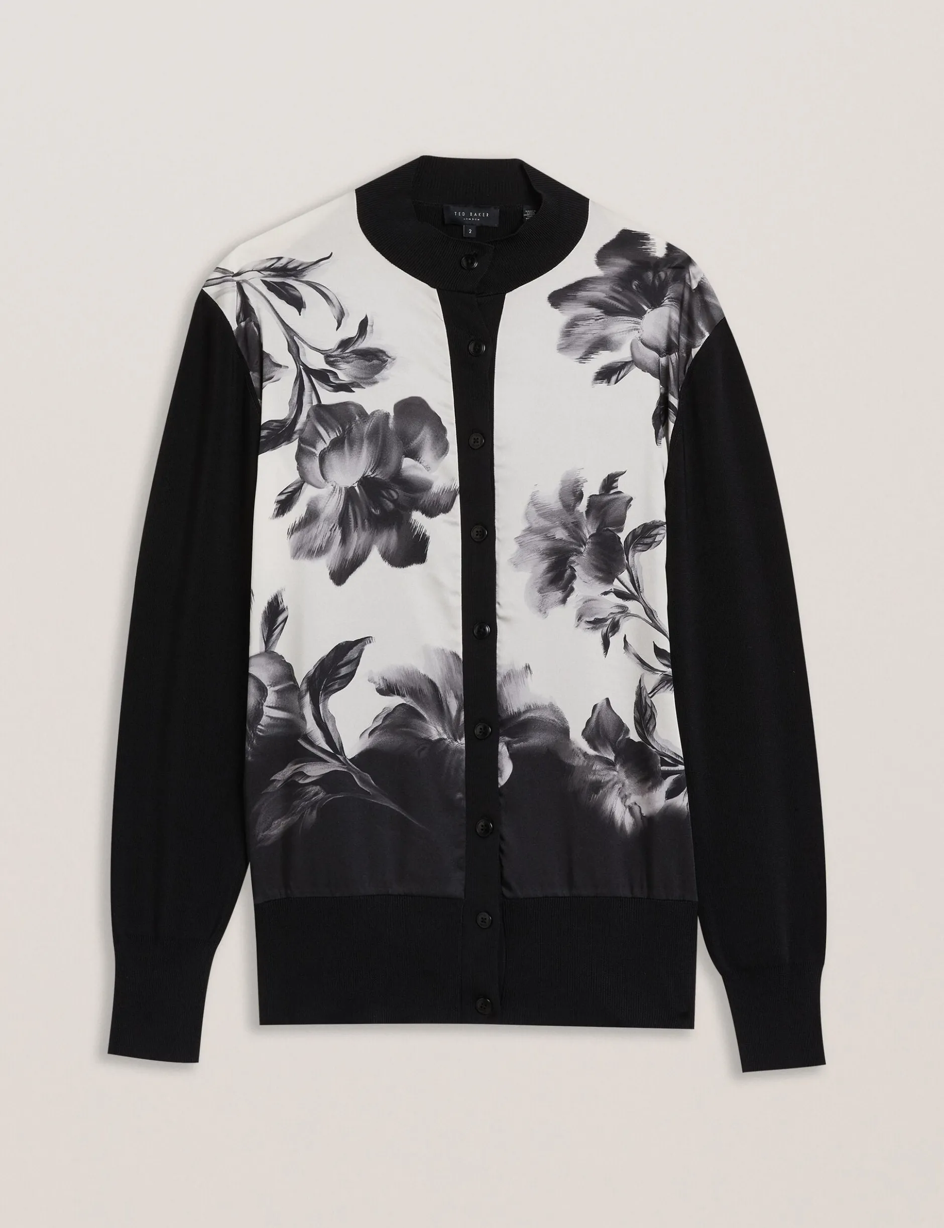 Cardigan mit einfarbigem Print und gewebter Vorderseite