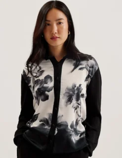Cardigan mit einfarbigem Print und gewebter Vorderseite