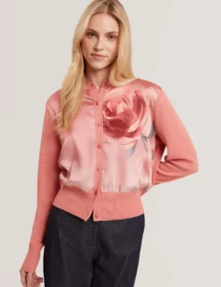 Cardigan mit Rosenprint und Webfront