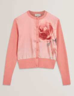 Cardigan mit Rosenprint und Webfront