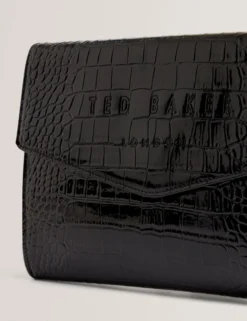 Clutch-Tasche in Kroko-Optik