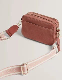 Crossbody-Kameratasche aus Wildleder mit Gurtband