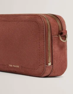 Crossbody-Kameratasche aus Wildleder mit Gurtband