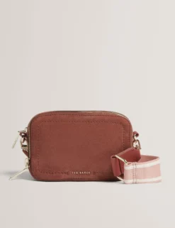 Crossbody-Kameratasche aus Wildleder mit Gurtband