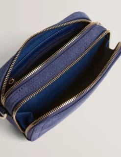 Crossbody-Kameratasche aus Wildleder mit Gurtband