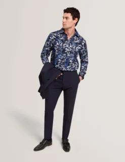 Elegantes Langarmhemd mit Ton-in-Ton-Blumenmuster