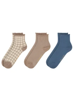 3er-Pack gemischte Rüschen-Knöchelsocken