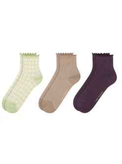 3er-Pack gemischte Rüschen-Knöchelsocken