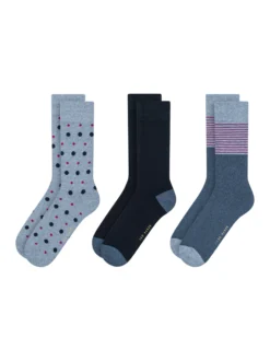 3er-Pack gepunktete und gestreifte Socken aus Baumwollmischgewebe
