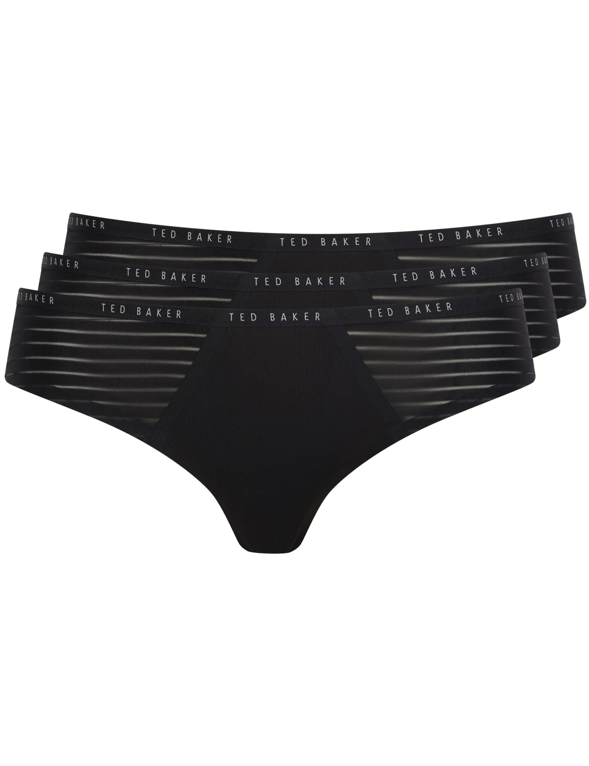 3er-Pack gestreifte, unsichtbare Netz-Slips