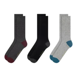 3er-Pack kontrastfarbene Socken mit Fersen- und Zehenbereich