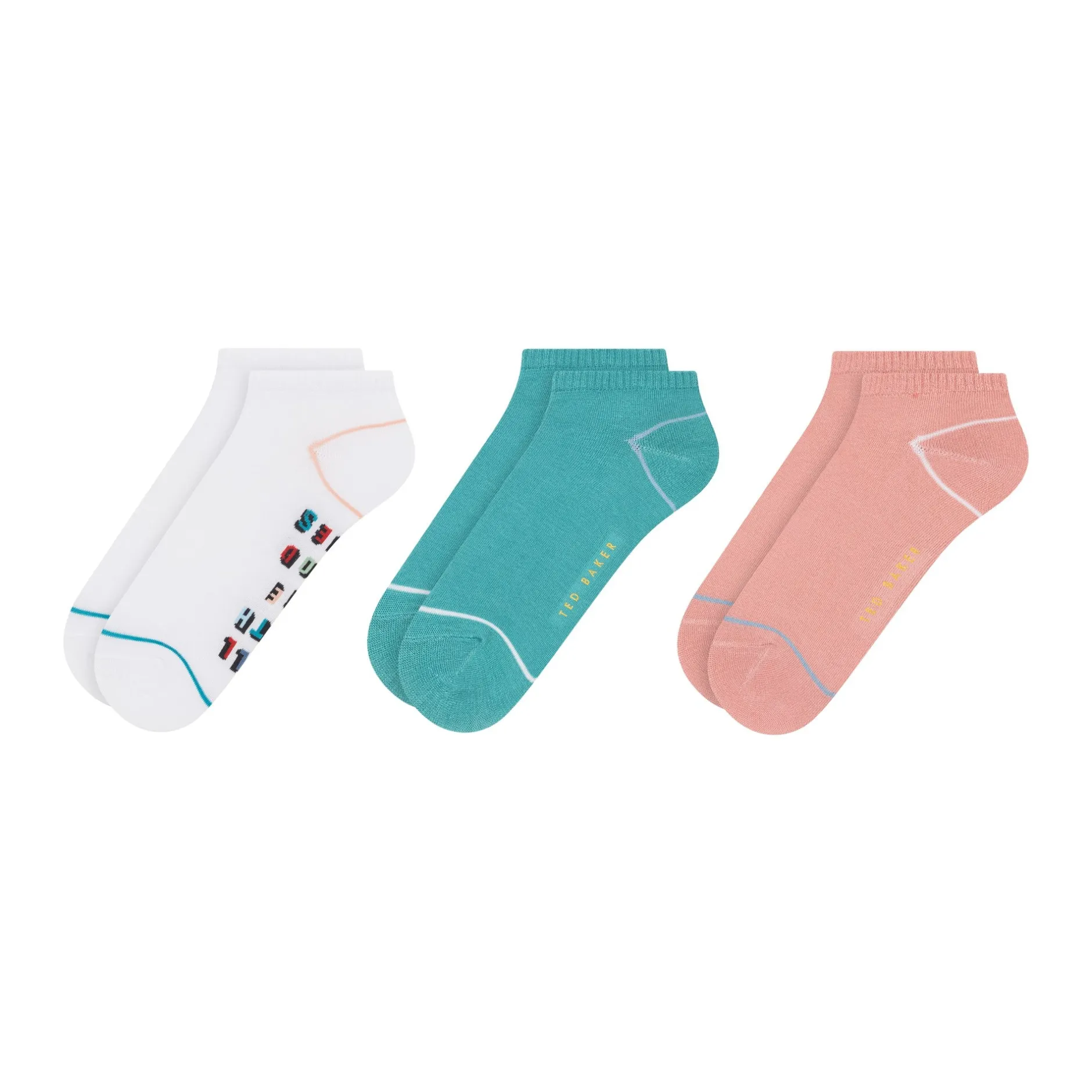 3er-Pack kontrastfarbene Zehenkappen-Sneakersocken