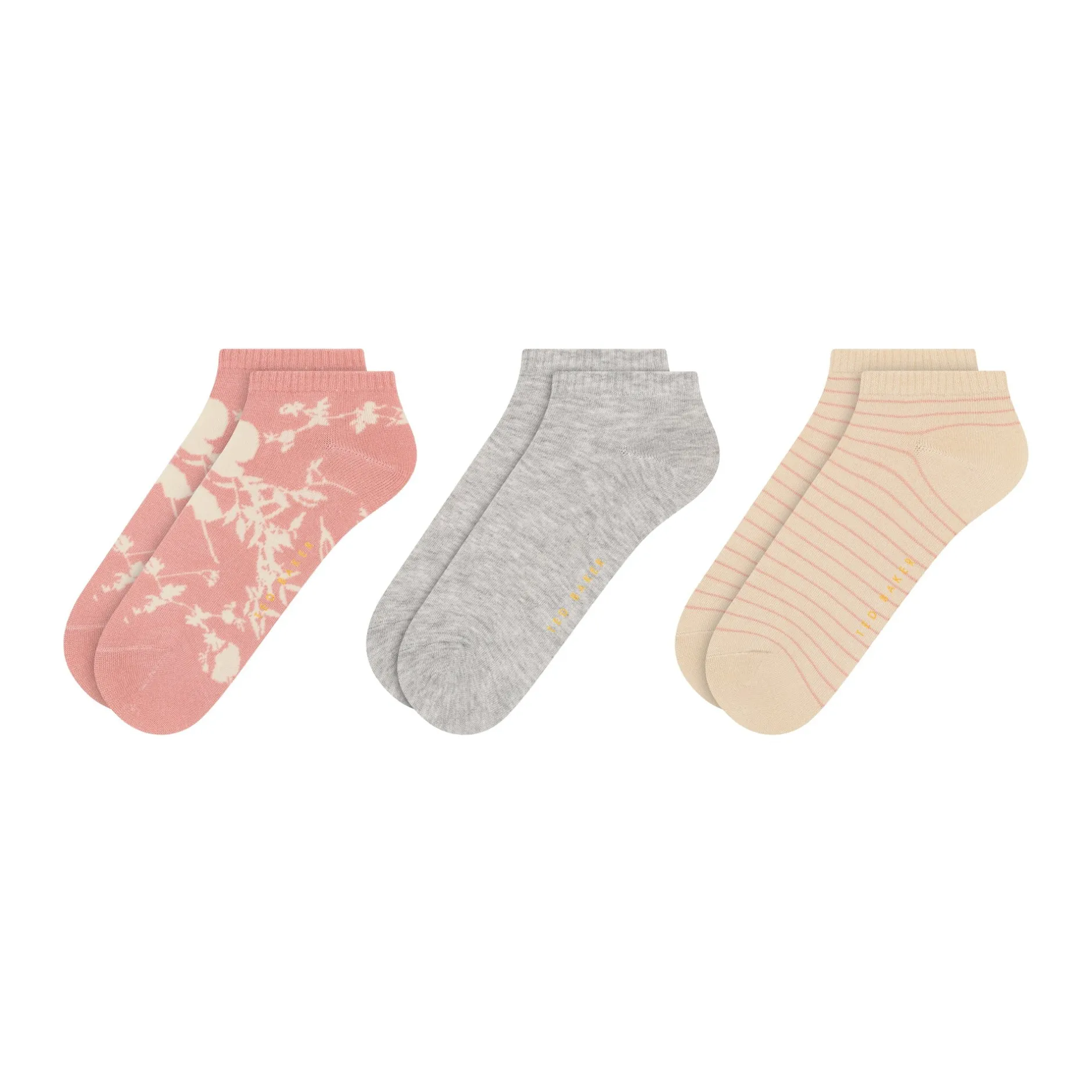 3er-Pack kontrastfarbene Zehenkappen-Sneakersocken