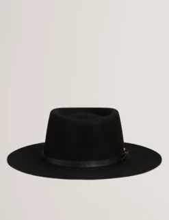 Fedora-Hut aus reiner Wolle mit Lederschnalle