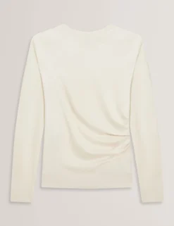 Feinstrickoberteil mit drapierter Satin-Vorderseite