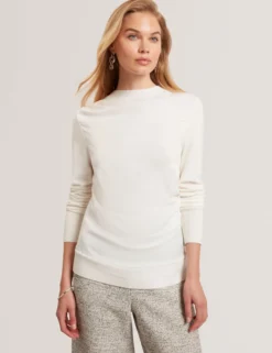 Feinstrickoberteil mit drapierter Satin-Vorderseite
