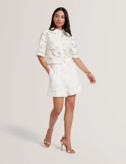Florale Textur Hochgeschnittene Webshorts