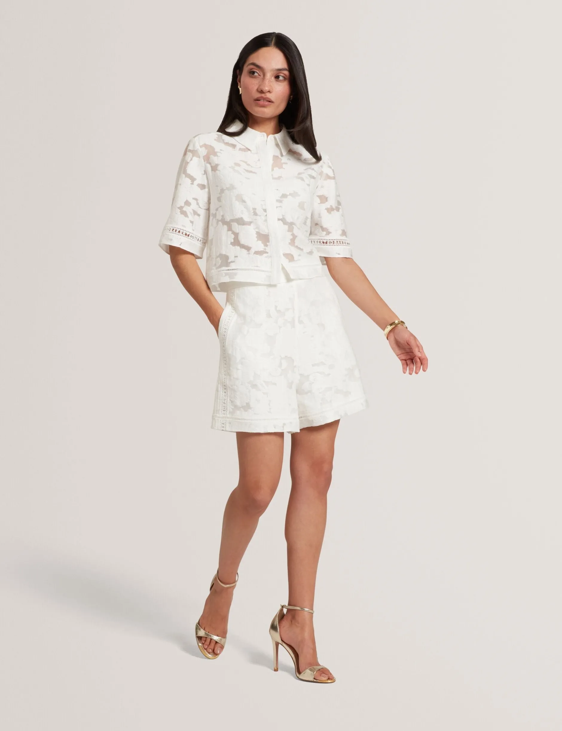 Florale Textur Hochgeschnittene Webshorts