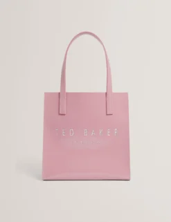 Geknitterte kleine Handtasche aus Kunstleder mit Logo-Prägung