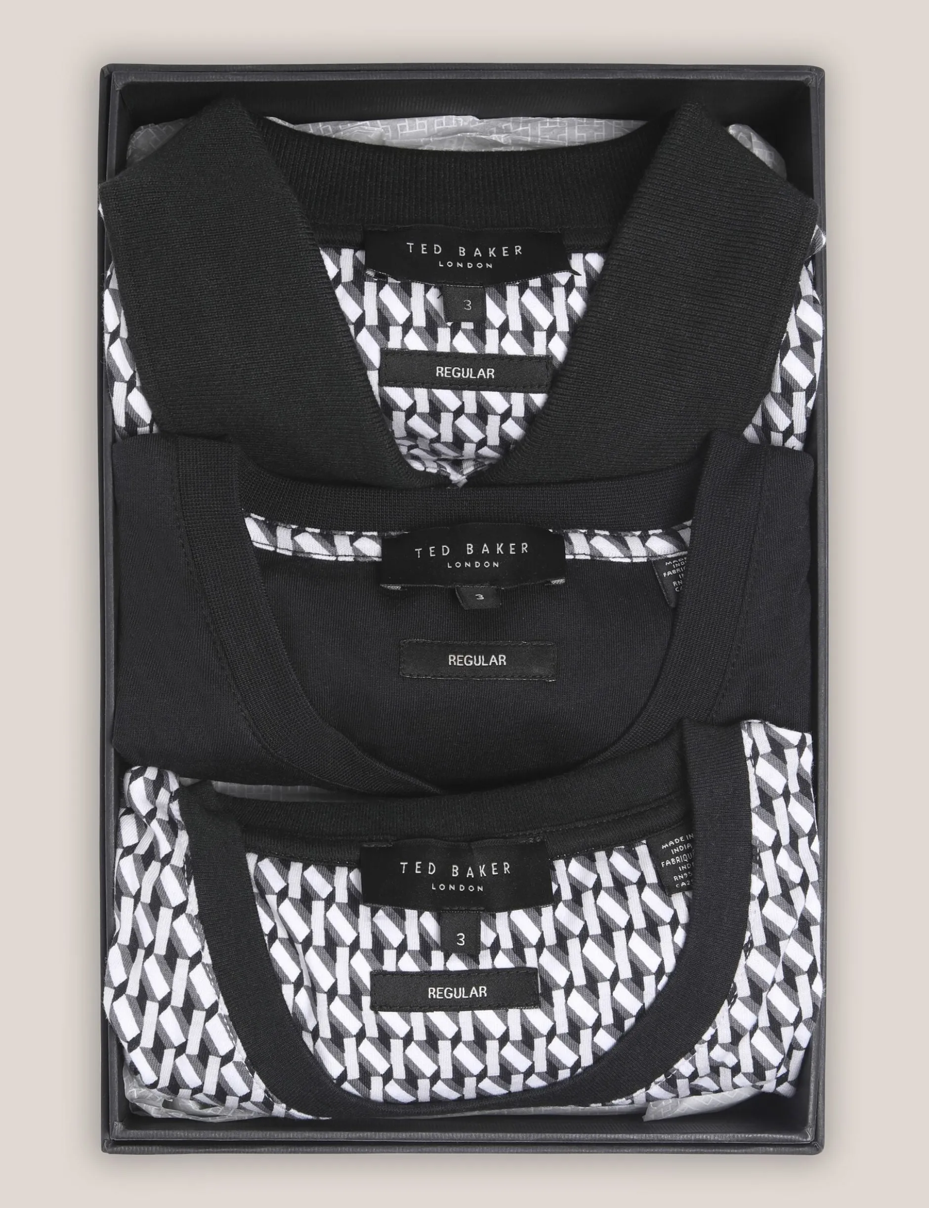 Geometrisches Jersey-Top-Geschenkset, 3er-Pack