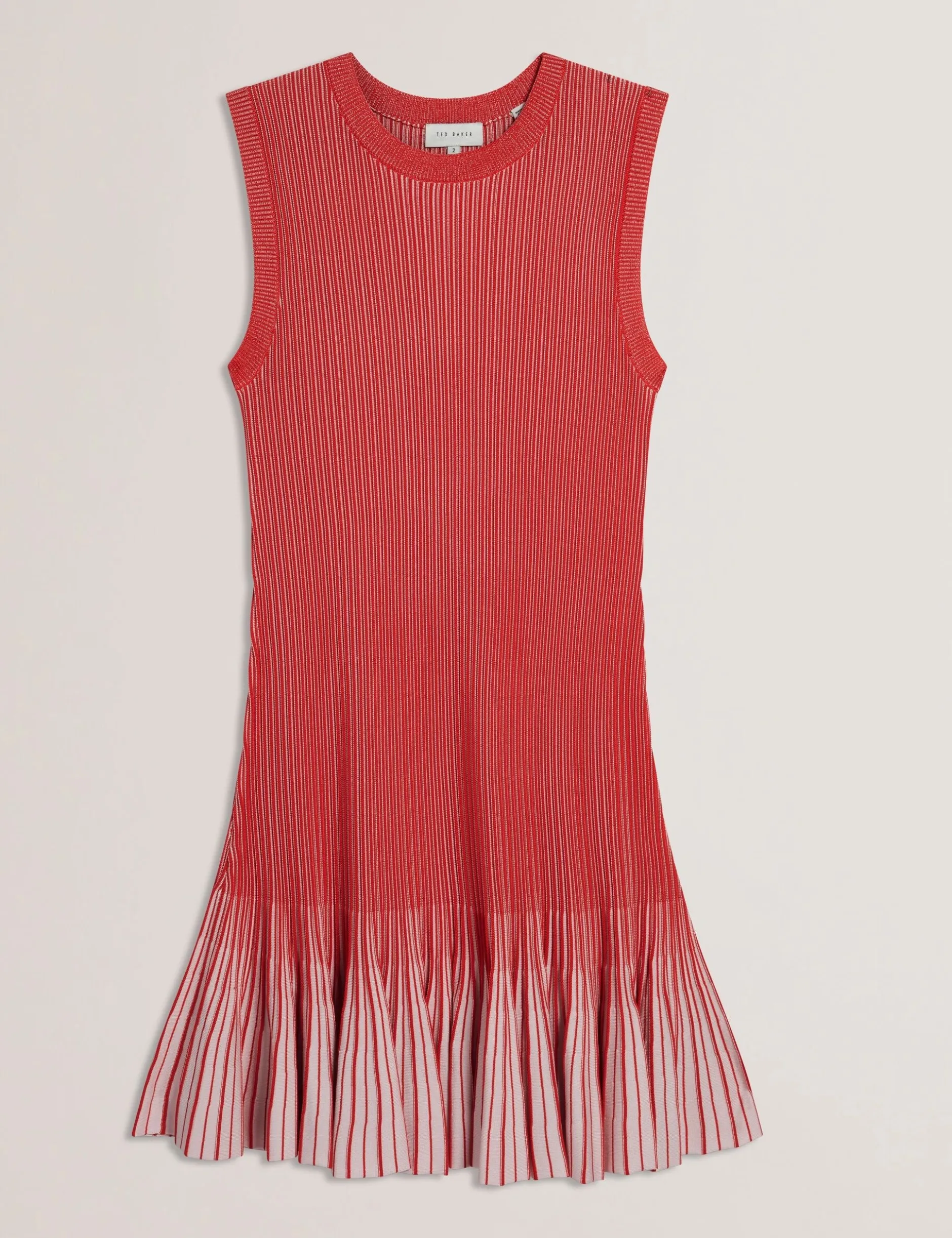 Geripptes Strick-Minikleid mit umgeschlagenem Saum