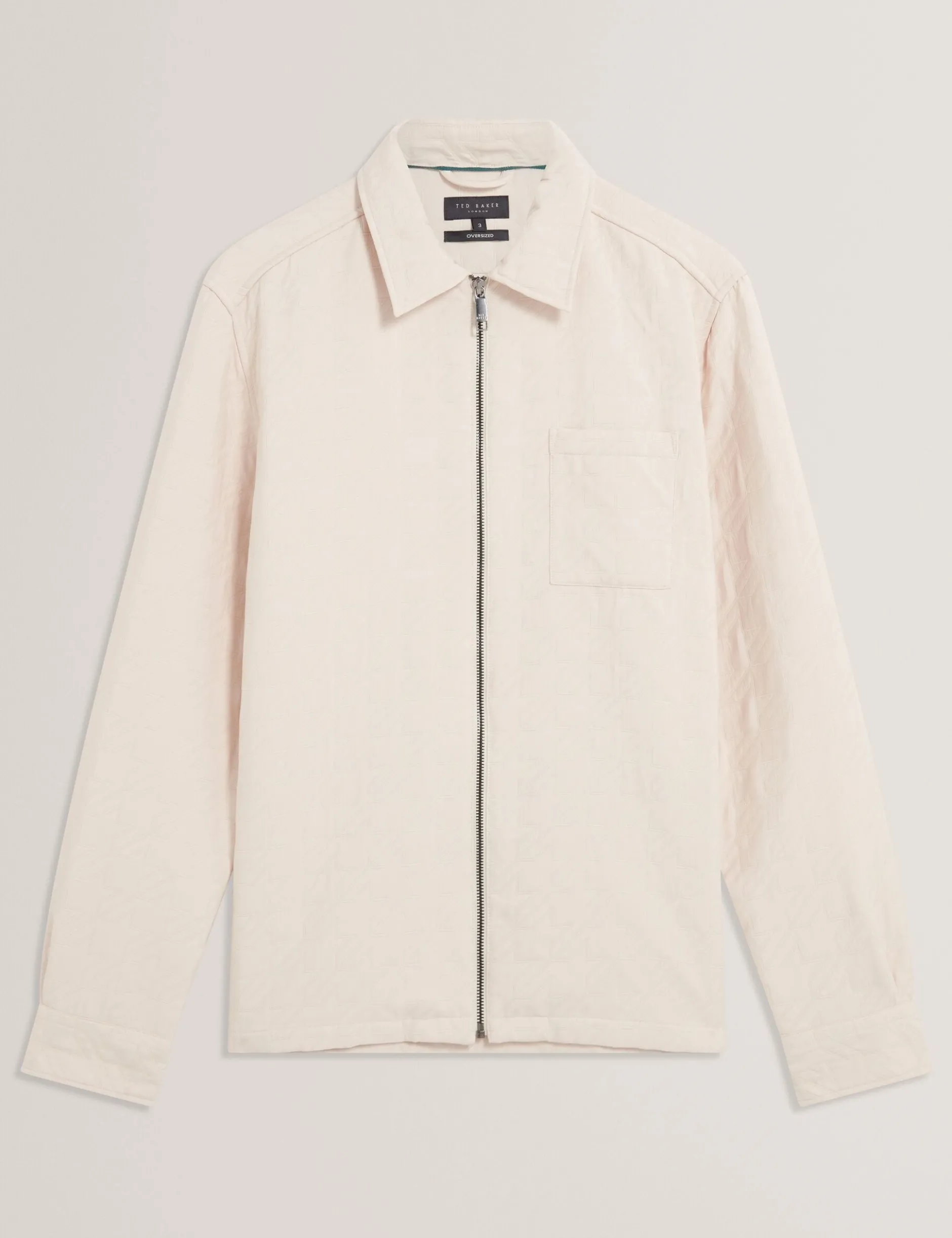 Gestepptes Overshirt mit Struktur und Reißverschluss