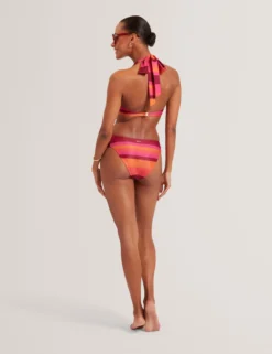Gestreiftes, gepolstertes Neckholder-Bikini-Oberteil