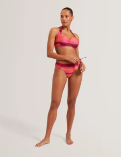 Gestreiftes, gepolstertes Neckholder-Bikini-Oberteil
