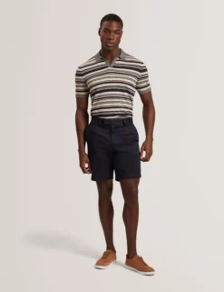 Gestreiftes Poloshirt aus Leinenmischgewebe