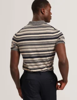 Gestreiftes Poloshirt aus Leinenmischgewebe