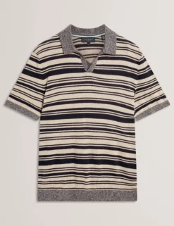 Gestreiftes Poloshirt aus Leinenmischgewebe