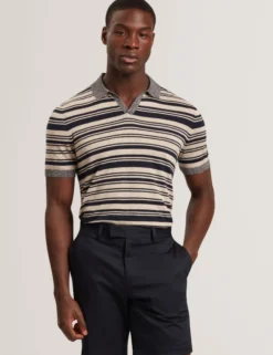 Gestreiftes Poloshirt aus Leinenmischgewebe