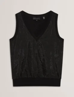Gestricktes Tanktop mit Spitzenbesatz vorne