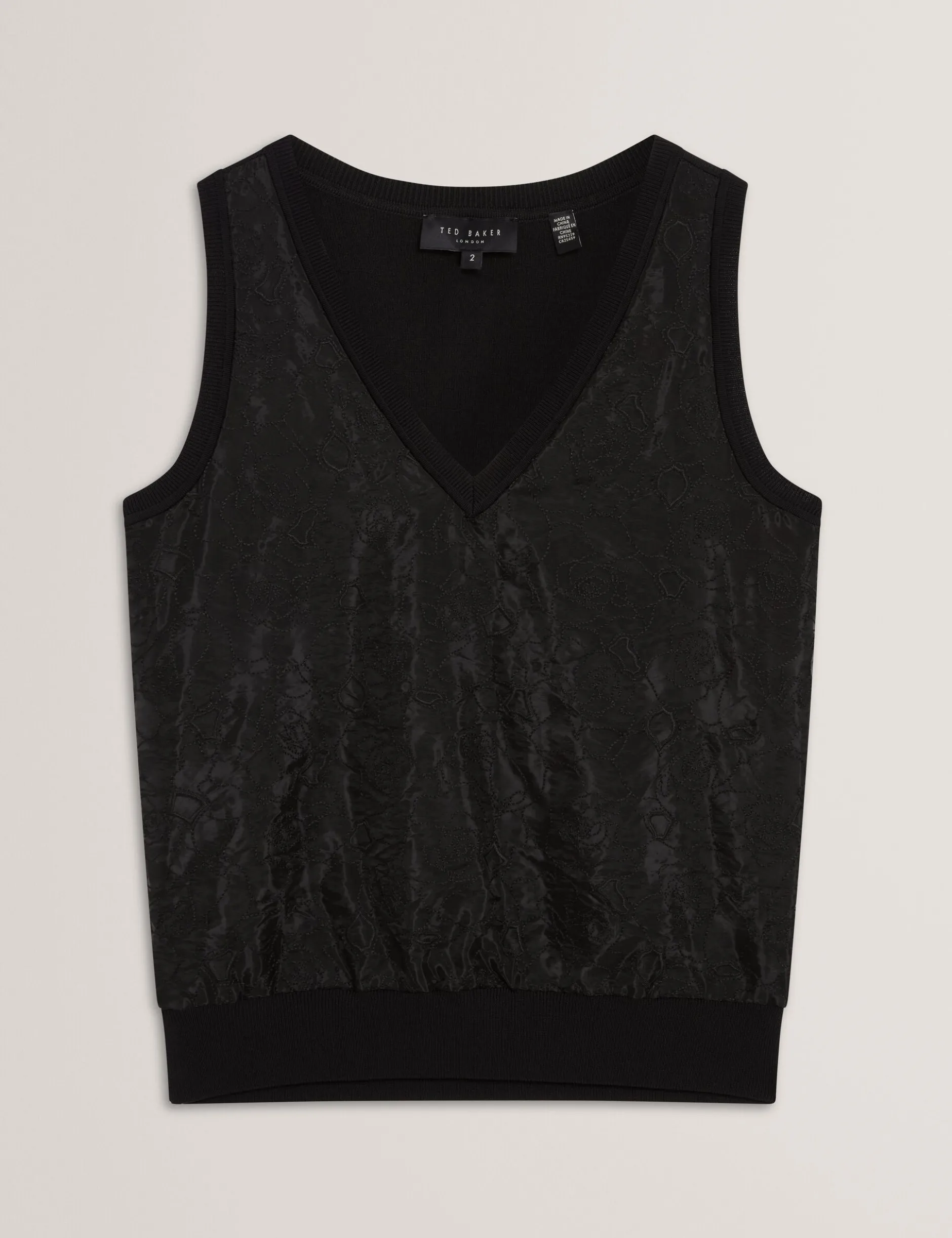 Gestricktes Tanktop mit Spitzenbesatz vorne
