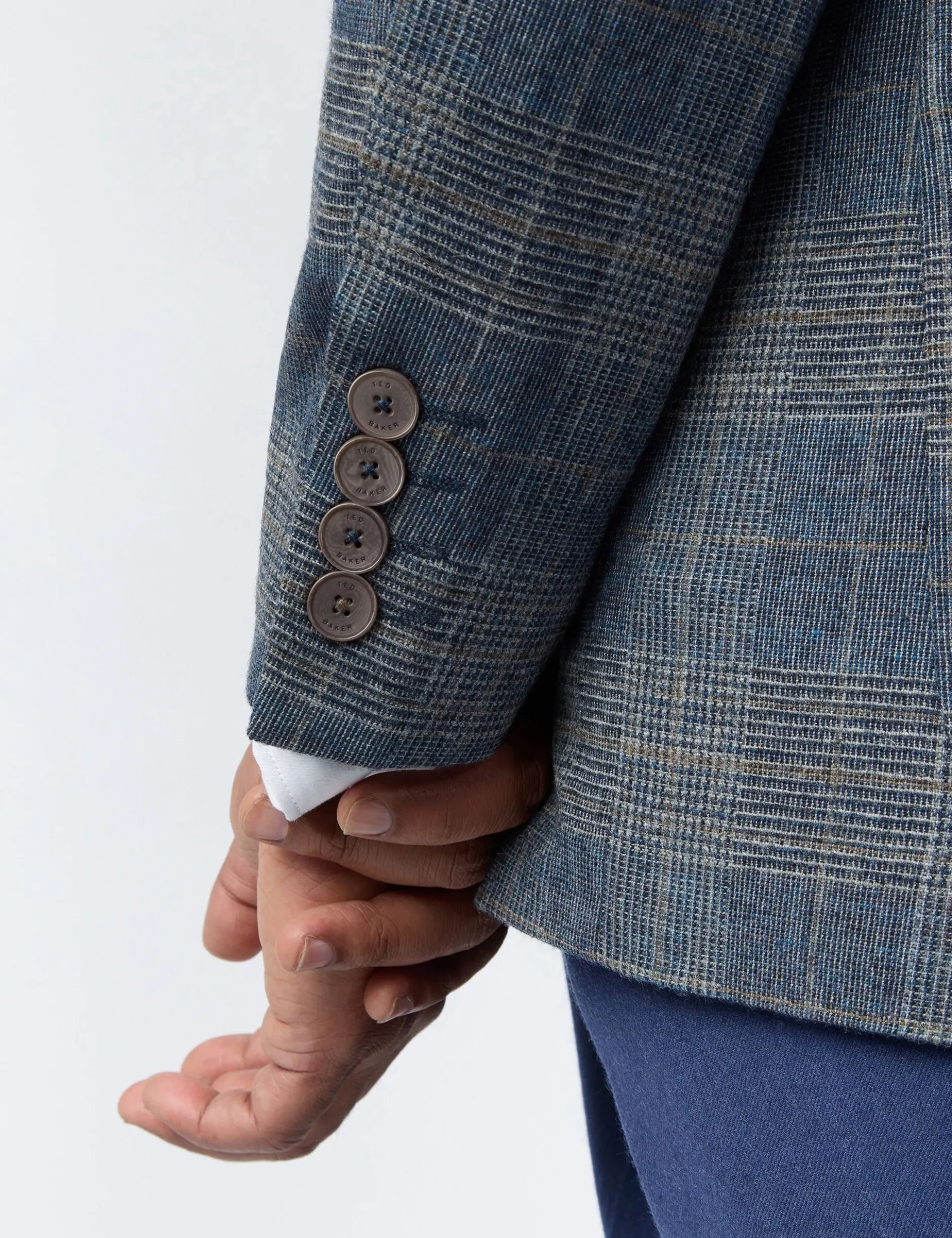 Glen Check Blazer aus hochwertigem Wollmischgewebe, schmal geschnitten