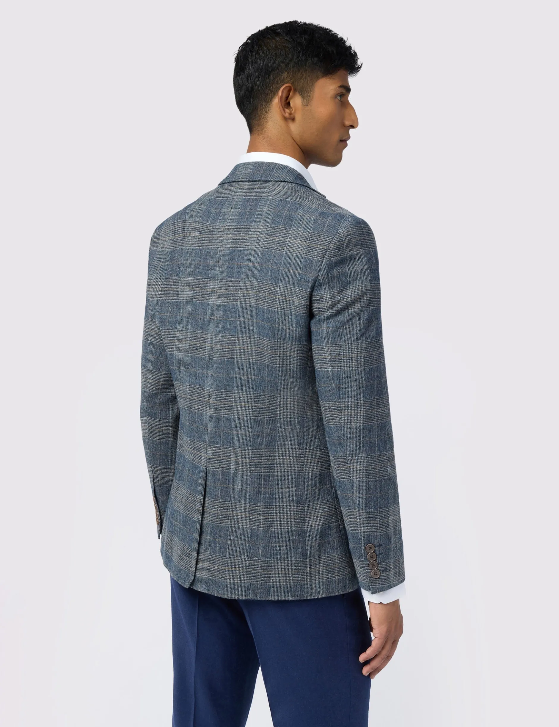 Glen Check Blazer aus hochwertigem Wollmischgewebe, schmal geschnitten