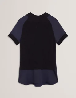 Grobstrick-Kurzarmshirt mit Hemdsaum