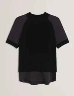Grobstrick-Kurzarmshirt mit Hemdsaum