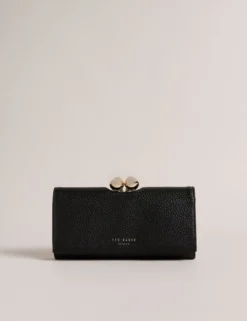 Große Leder-Bifold-Geldbörse mit Kugelverschluss