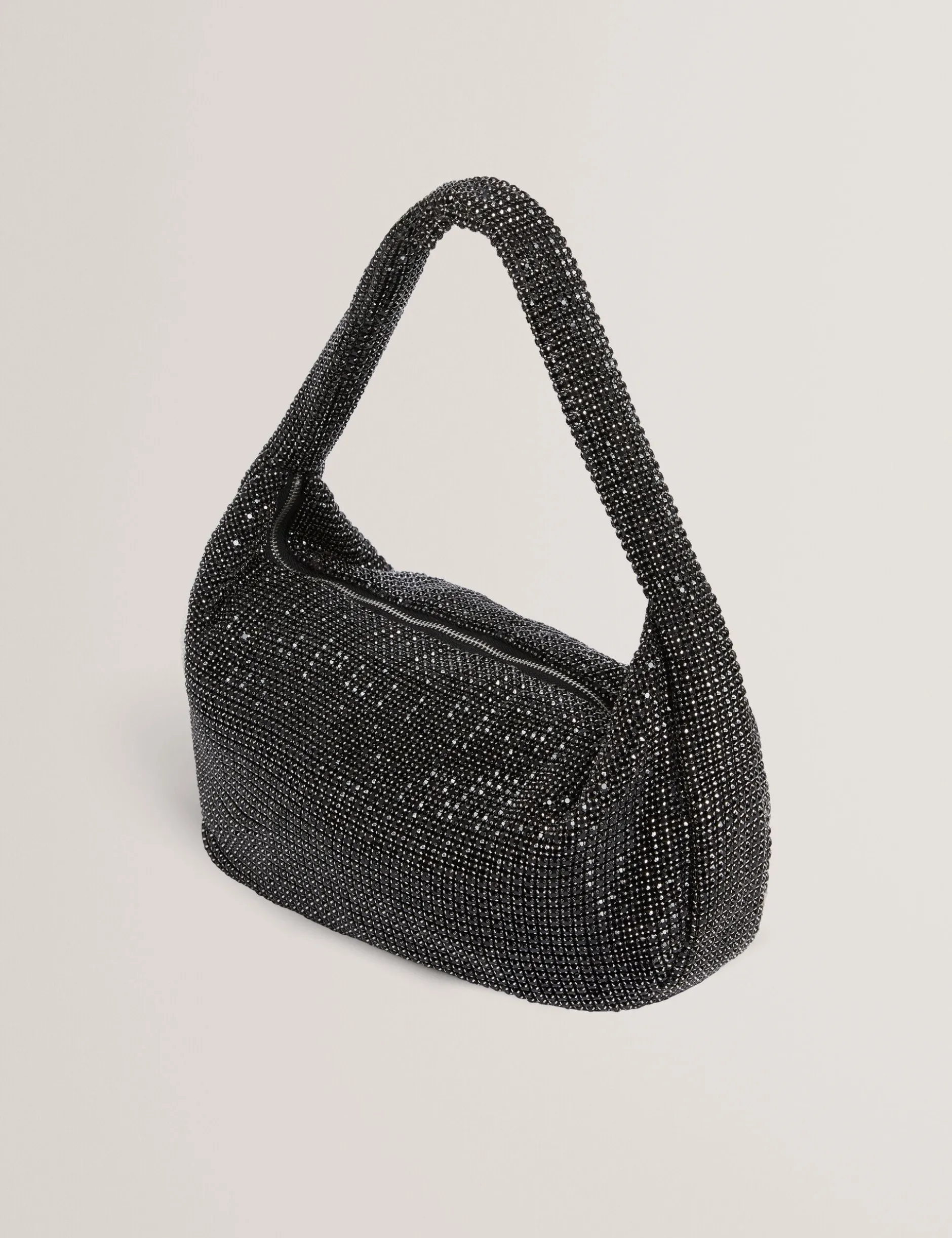 Große, mit Kristallen verzierte Schultertasche