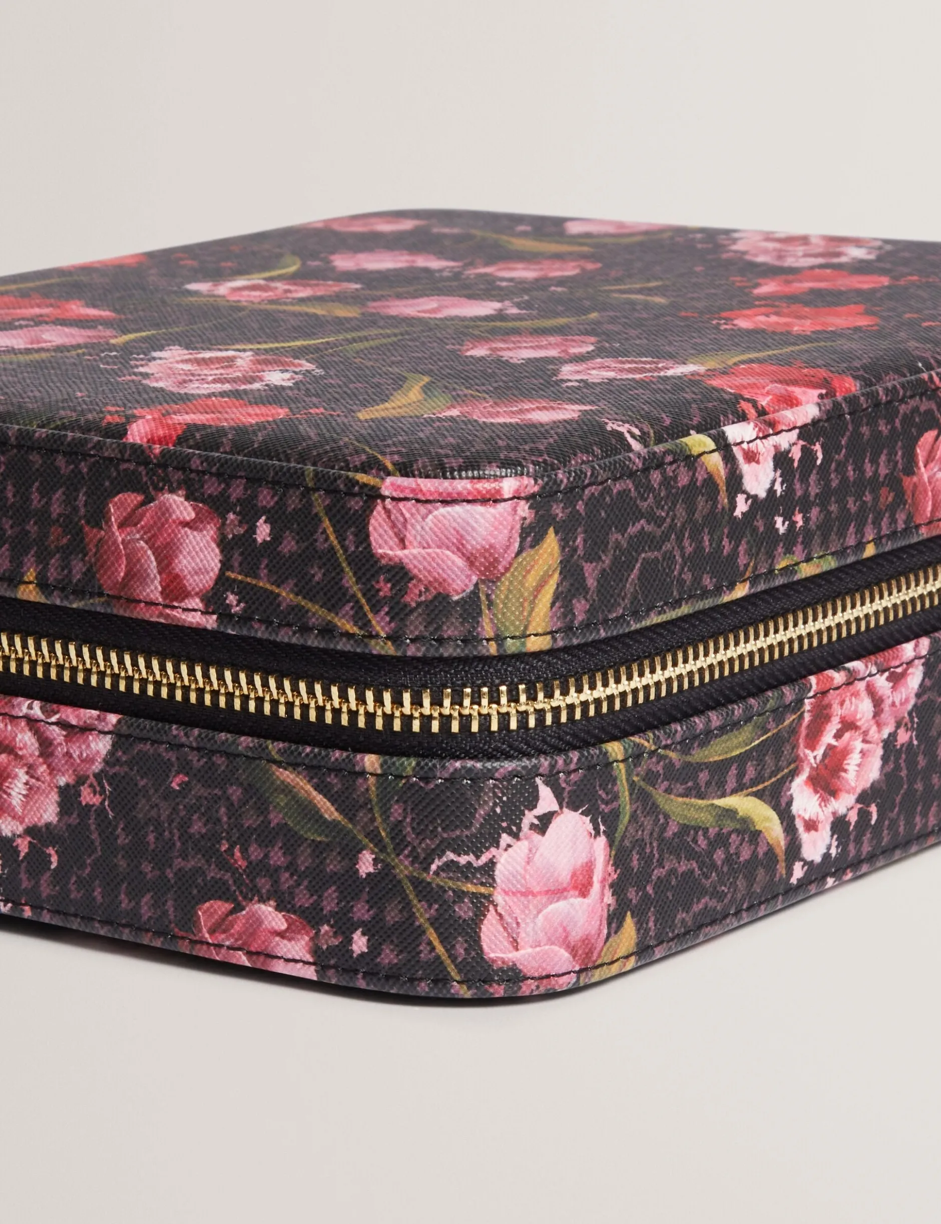 Großer Schmuckkoffer aus PU mit Blumenmuster