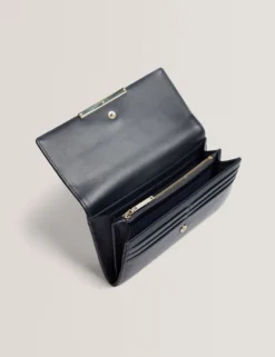 Große zweifach faltbare Handtasche aus Leder mit Bar-Detail