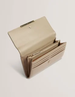 Große zweifach faltbare Handtasche aus Leder mit Bar-Detail
