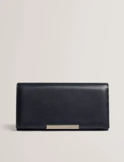 Große zweifach faltbare Lederhandtasche mit Bar-Detail