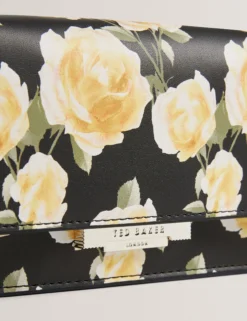 Handtasche mit Rosenprint und Ketten-Umhängeriemen