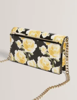 Handtasche mit Rosenprint und Ketten-Umhängeriemen