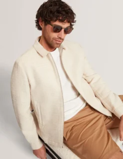 Harrington-Jacke aus strukturiertem Baumwollmischgewebe