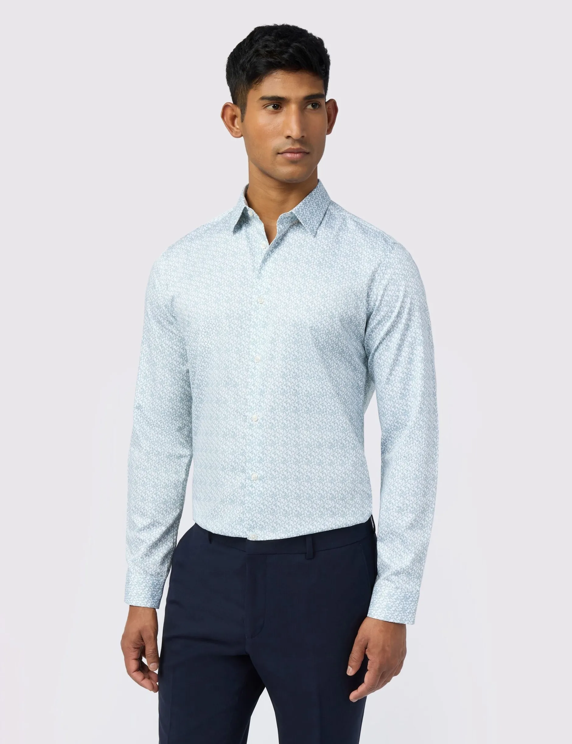 Hemd aus Stretch-Baumwolle mit kleinem Blumenmuster